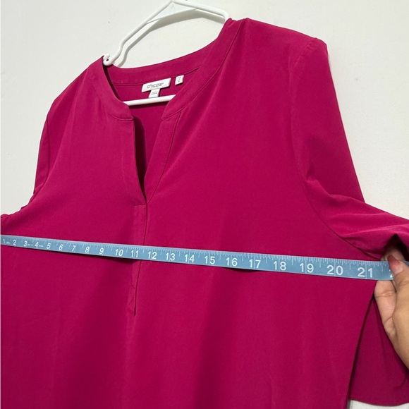 Chico’s 1.5 Pink V-Neck Blouse Ruffle Sleeve Stretch M (A411) - Picture 7 of 8